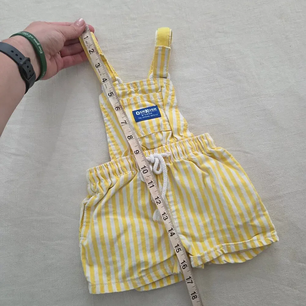 Vintage Oshkosh Yellow Striped Shortalls 12-18 months